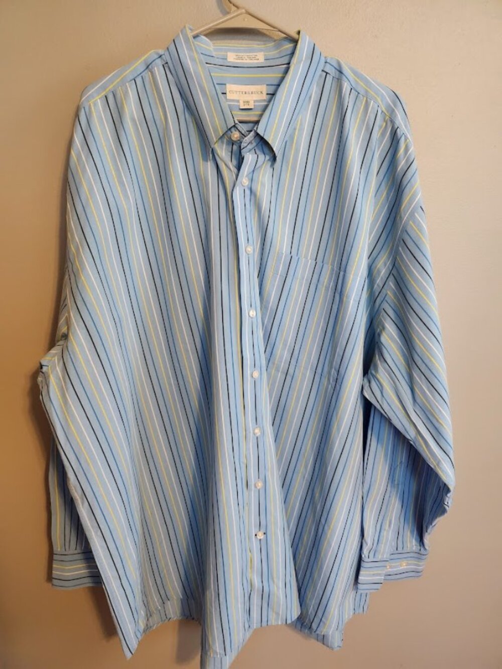 Cutter & Buck 100% Cotton Long Sleeve Striped Button Down Shirt 3XB (3XLBig)
